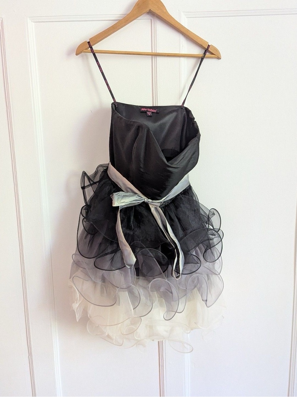 Betsey Johnson Black and Ivory Ruffle Tulle Dress
